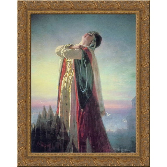 Yaroslavna's Lament 20x24 Gold Ornate Wood Framed Canvas Art by Perov, Vasily