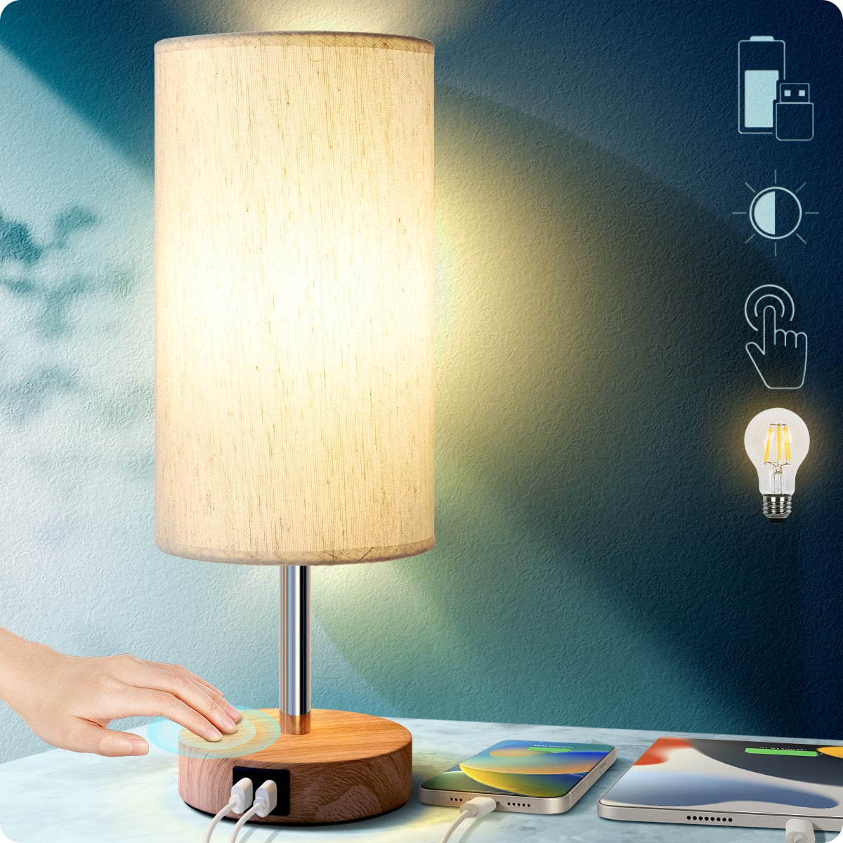 YarraDecor Bedside Table Lamp with USB Port Touch Control for