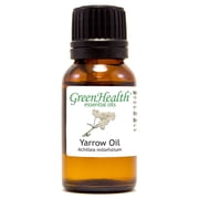 Yarrow Essential Oil   100% Pure Achillea Millefolium Oil   Aromatherapy Oil for Diffuser, Soap Making, Candle Making   15 ml 1/2 fl oz Amber Glass Bottle w/ Euro Dropper   GreenHealt