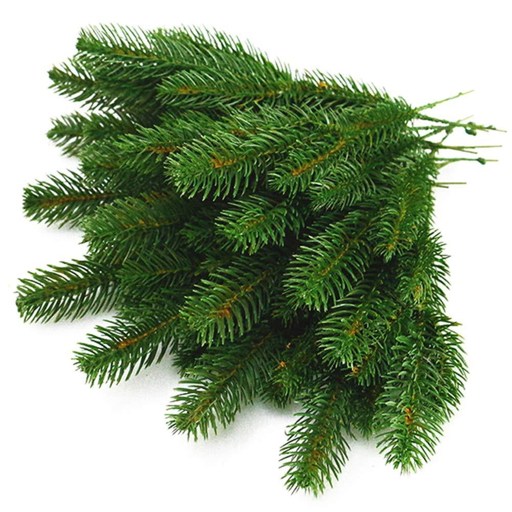 Yarssir 25pcs Artificial Greenery Pine Needle Garland Pine Picks Christmas Holiday Home Decor, 9.4x4.7 inches(Green-25 Pack) 25 Pack Green