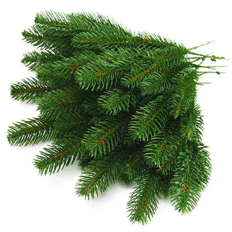 Yarssir 25pcs Artificial Greenery Pine Needle Garland Pine Picks for Christmas Holiday Home Decor, 9.4x4.7 inches(Green-25
