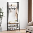 thumbnail image 1 of Yartaka 70" H Entryway Coat Rack with Shoe Storage Bench Metal Hall Tree with 2 Shoe Shelves & 5 Movable Hooks Rustic Brown, 1 of 9