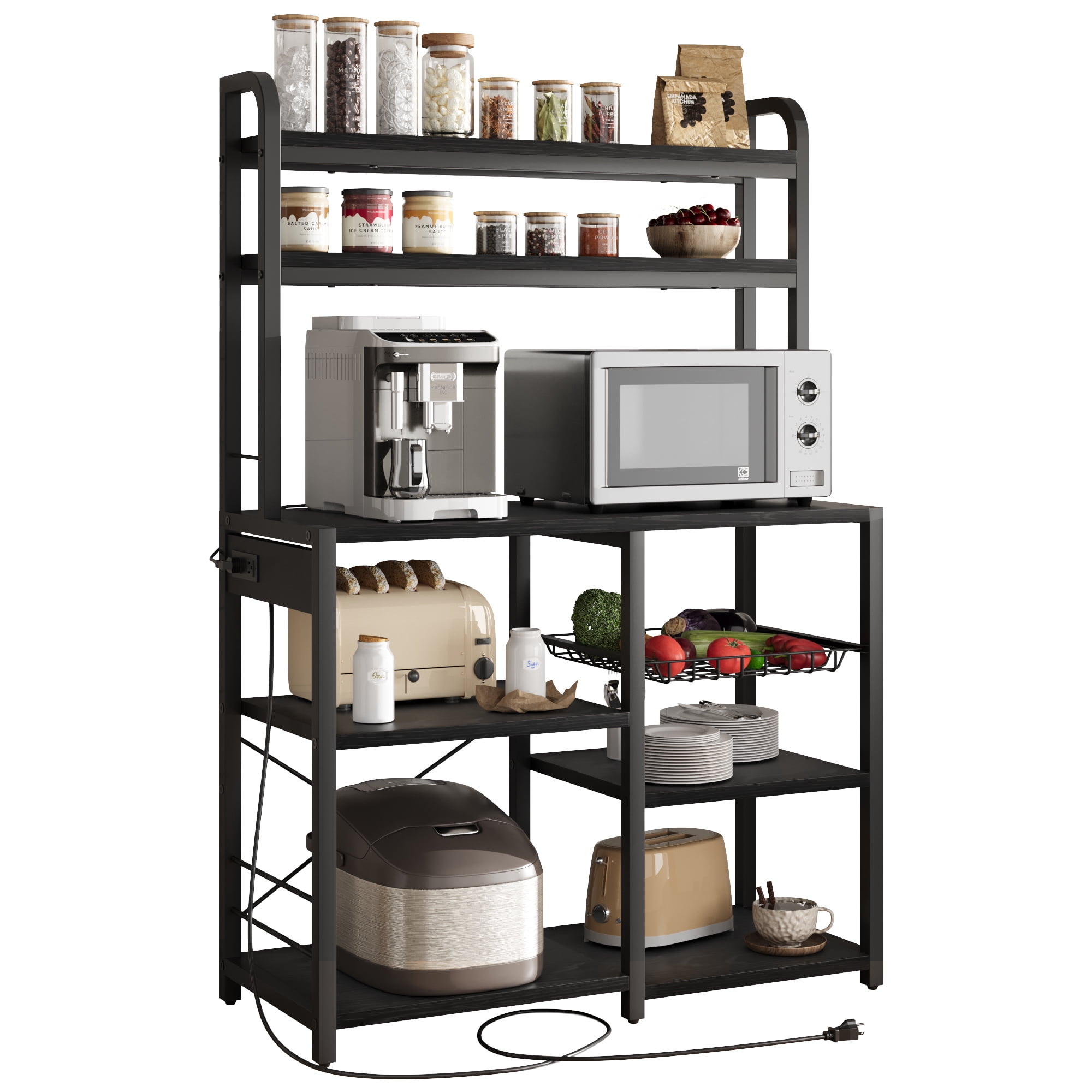 Buuffe Rack Yartaka Bakers Rack with Power Outlet, Coffee Bar with Wire Drawer ...