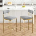 thumbnail image 1 of Yartaka Bar Stools Set of 2, Kitchen Bar Stools with Footrest, 25.5 Inches Upholstered Bar Chairs with Back, Counter Height Barstools for Counter Bar, Island, Gold, 1 of 8