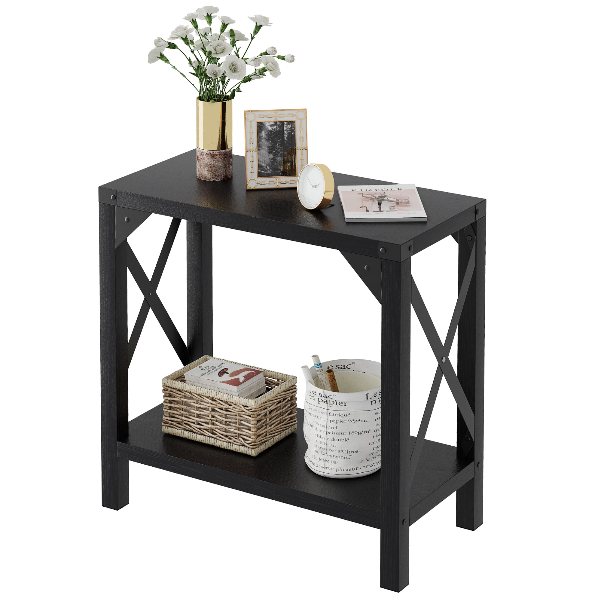 Yartaka Farmhouse End Table for Small Spaces Narrow Side Table
