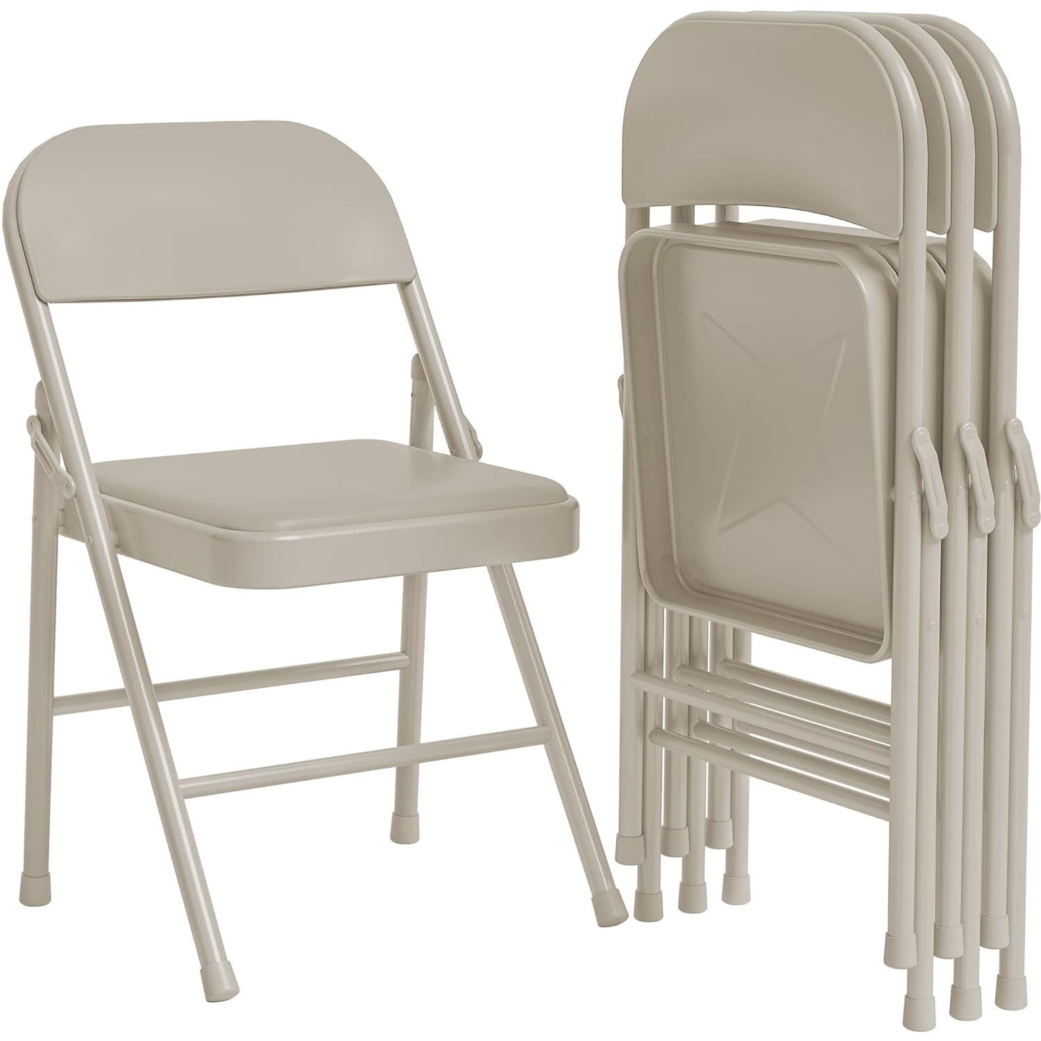 Yartaka Folding Chairs Set of 4, PU Upholstered Foldable Chairs with