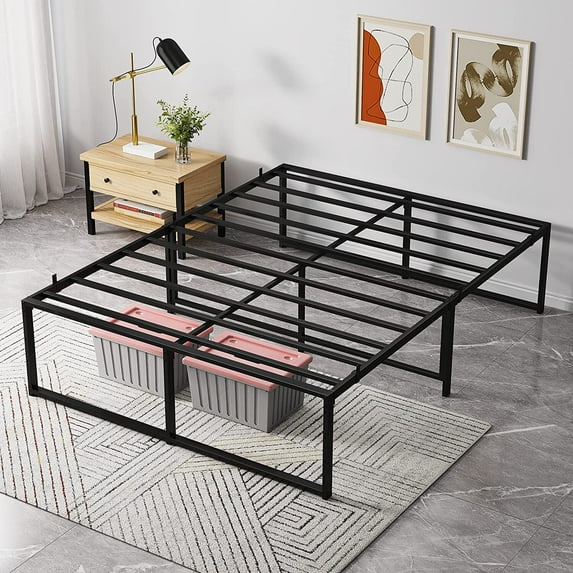 Yartaka Full Size Metal Platform Bed Frame, No Box Spring Needed,Black