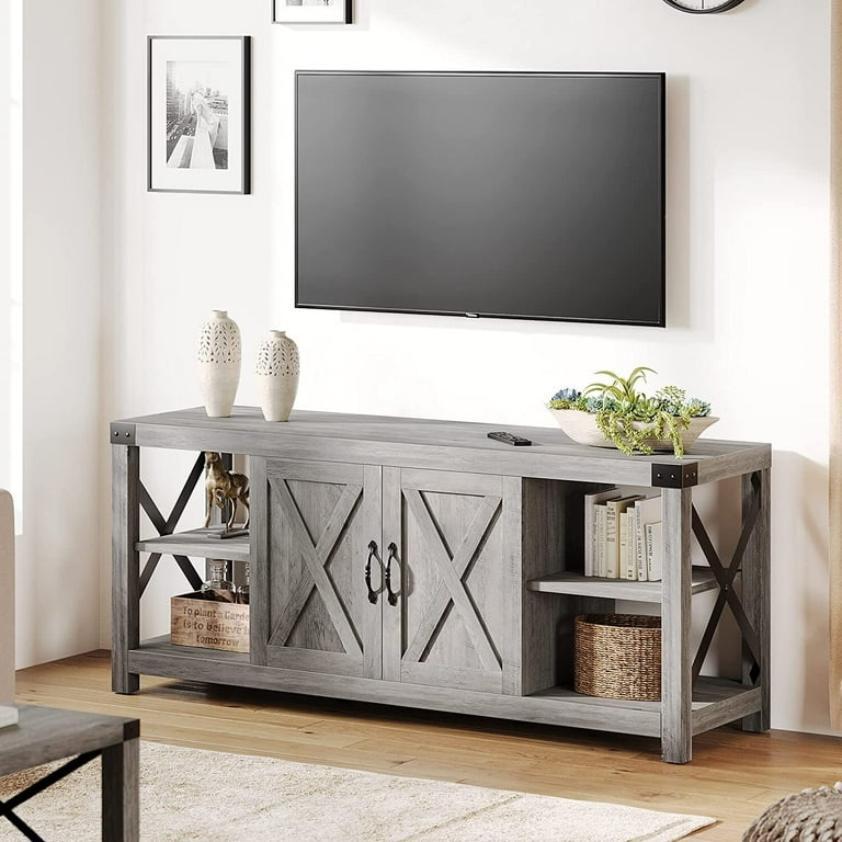 Gray rustic tv sale stand