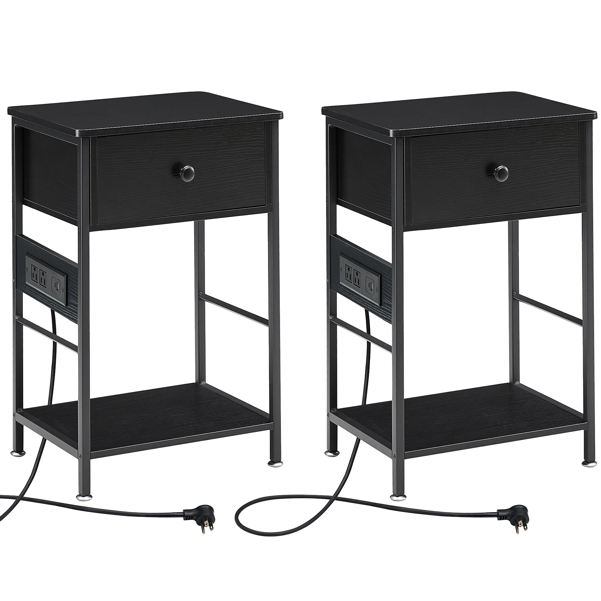 Yartaka Nightstands Set of 2, Small End Tables Living Room with Charging Station, Night Stands