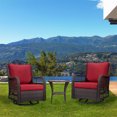 thumbnail image 1 of Yartaka Outdoor Swivel Rocker Patio Chairs Set of 2 and Matching Side Table - 3 Piece Wicker Patio Bistro Set with Premium Fabric Cushions (Wicker-Red), 1 of 7