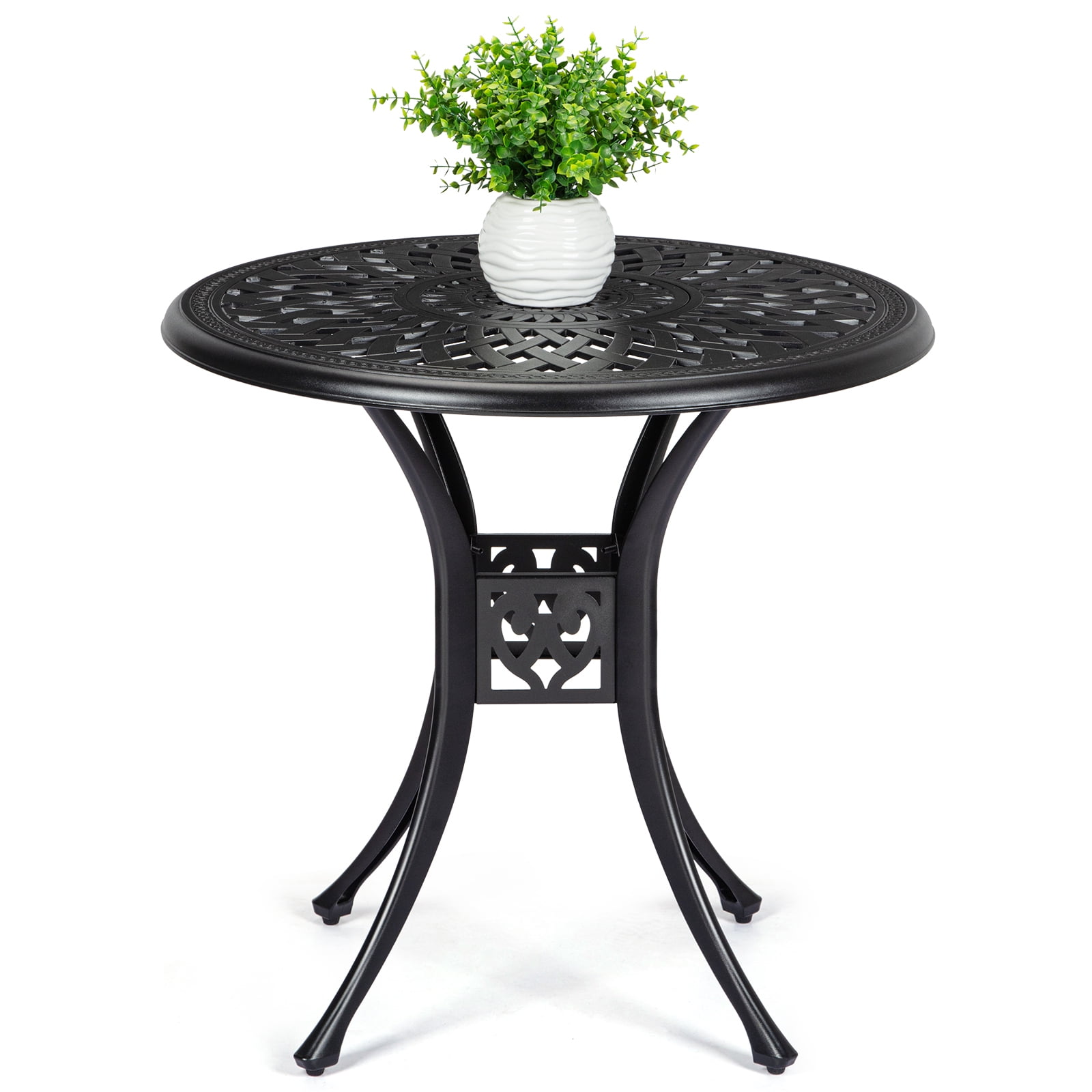 Yartaka Patio Bistro Table, 31” Round Cast Aluminum Outdoor Dining ...