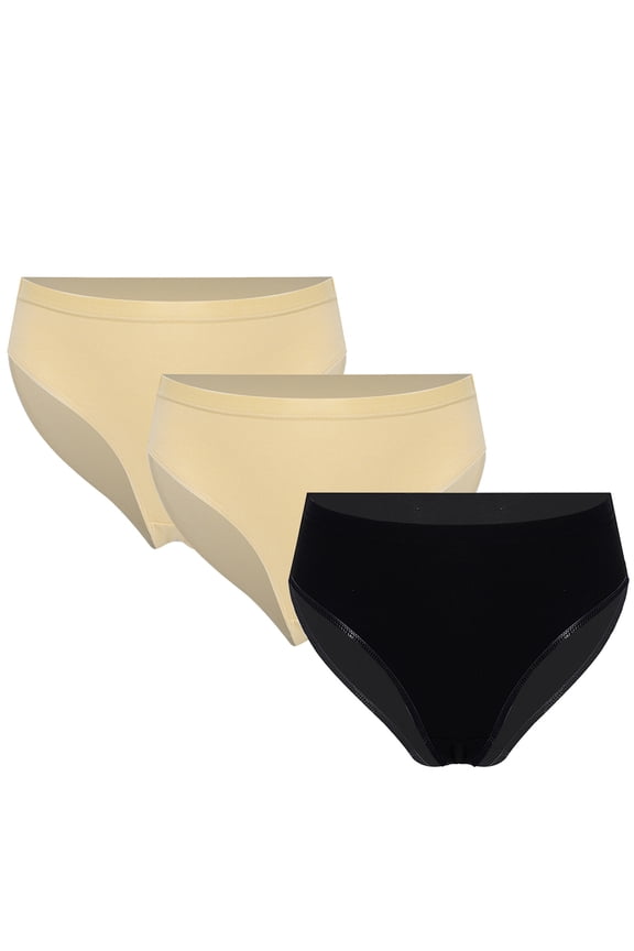 3Pcs Kids Girls Ballet Dance Briefs Gymnastics Training Underwear High Cut Elastic Underpants Nude&Nude&Black 170