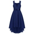 thumbnail image 1 of Yartina Flower Girl High Low Dress Kids Sleeveless Sparkly Sequins Chiffon Party Wedding Bridesmaid Navy Blue 8, 1 of 7