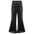 thumbnail image 1 of Yartina Girl's Glitter Wide Leg Bell Bottoms Flare Trousers Modern Hip Hop Jazz Street Latin Dance Black 130, 1 of 7