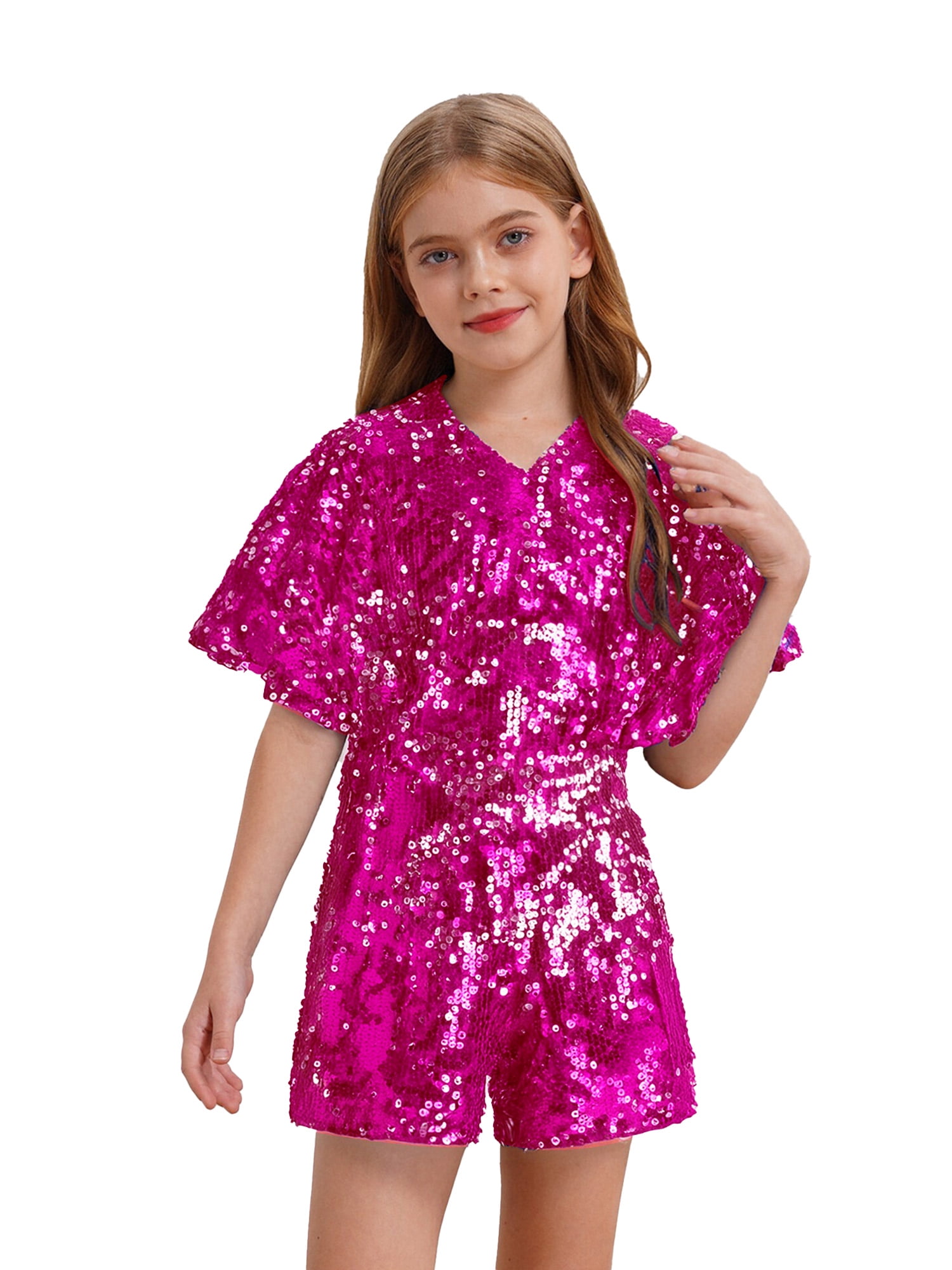 Yartina Girls Allover Sequin Romper Sparkly Short Jumpsuit Party Dance yartina-girls-allover-sequin-romper-sparkly-short-jumpsuit-party-dance
