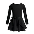 thumbnail image 1 of Yartina Girls Ballerina Long Sleeves Dance Leotard with Chiffon Wrap Skirt Ballet Dancewear Set Black M, 1 of 6