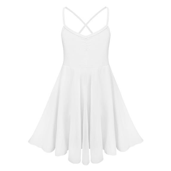 Yartina Girls Camisole Ballet Lyrical Dance Dress Gymnastic Leotard Ballerina Dancewear White XXL