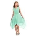 thumbnail image 1 of Yartina Kids Girls High-Low Chiffon Princess Birthday Party Dress Sleeveless V Neck Wedding Bridesmaid Dress Mint Green 14, 1 of 7