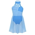 thumbnail image 1 of Yartina Girls Halter Lyrical Dance Leotard with Chiffon Skirt Gymnastic Modern Dance Skating Dress Light Blue 12, 1 of 7