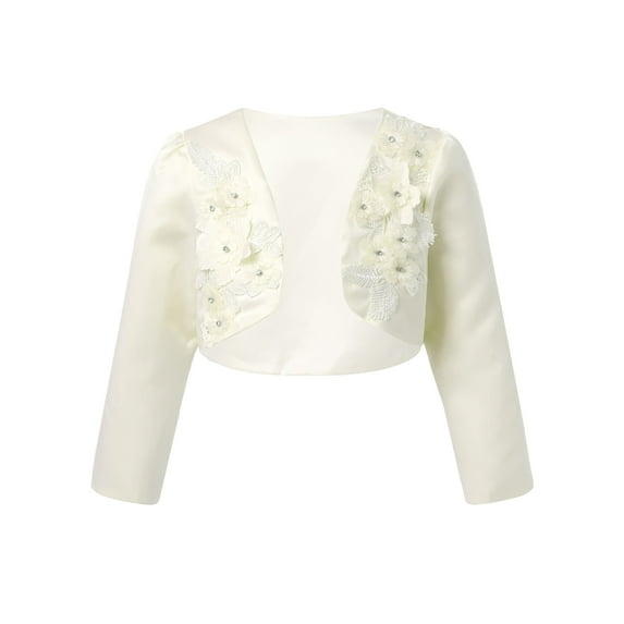 Yartina Girls Long Sleeve Bolero Cardigan Shrug Cropped Coat Poncho Capelet Wrap Champagne 7