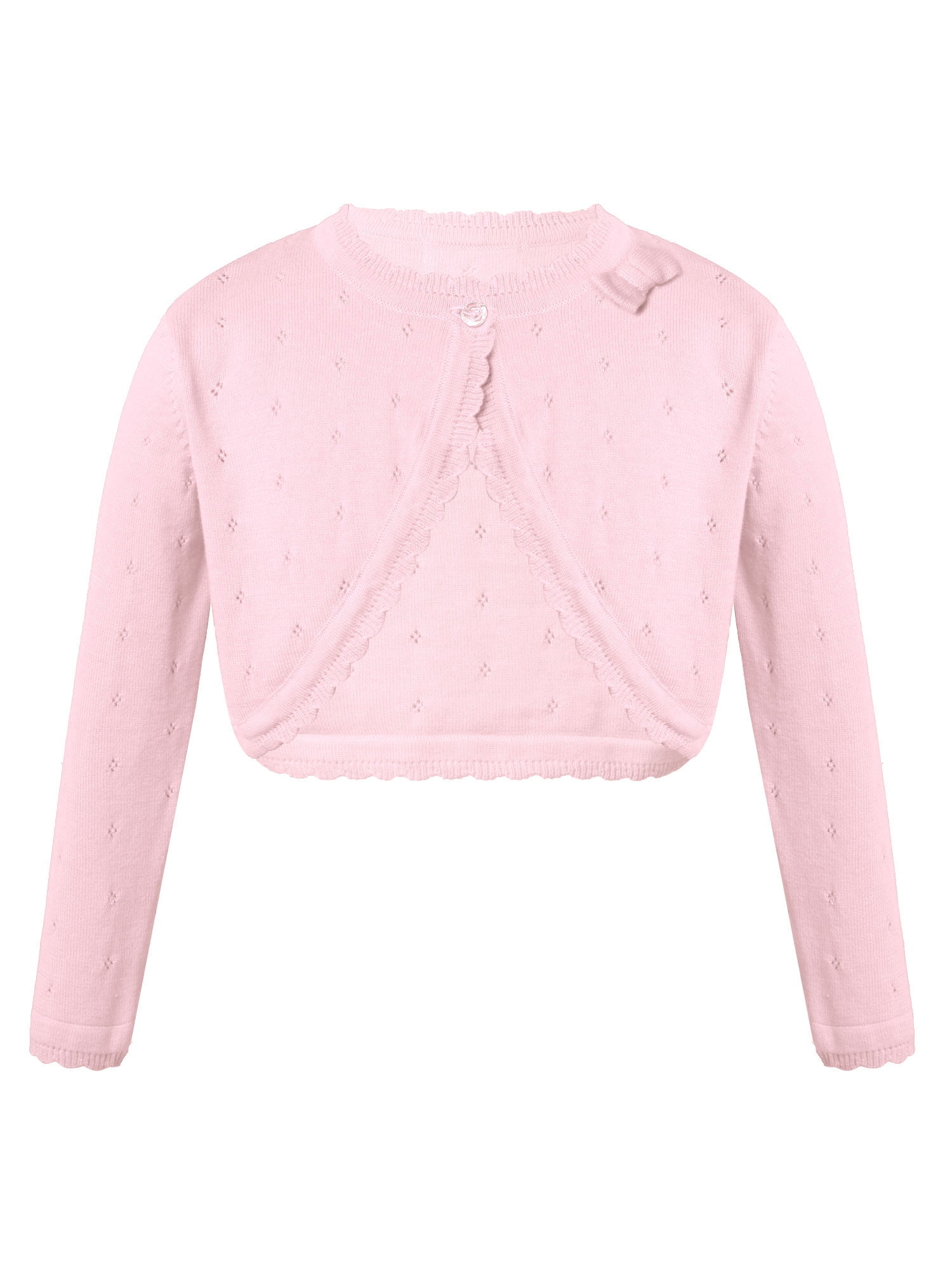 Gljltg Girls' Long Sleeve Knitted Bolero Cardigan Kids Button Closure Shrug Sweaters Cropped Jacket Cover Up Tops