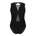 thumbnail image 1 of Yartina Girls Mesh Splice Keyhole Back Tank Camisole Gymnastics Leotard Dance Sports Bodysuit Black XXL, 1 of 8