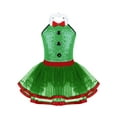 thumbnail image 1 of Yartina Girls Mock Neck Bowtie Sparkly Sequins Sleeveless Ballet Dance Leotard Tutu Dress Costume Green 12, 1 of 4