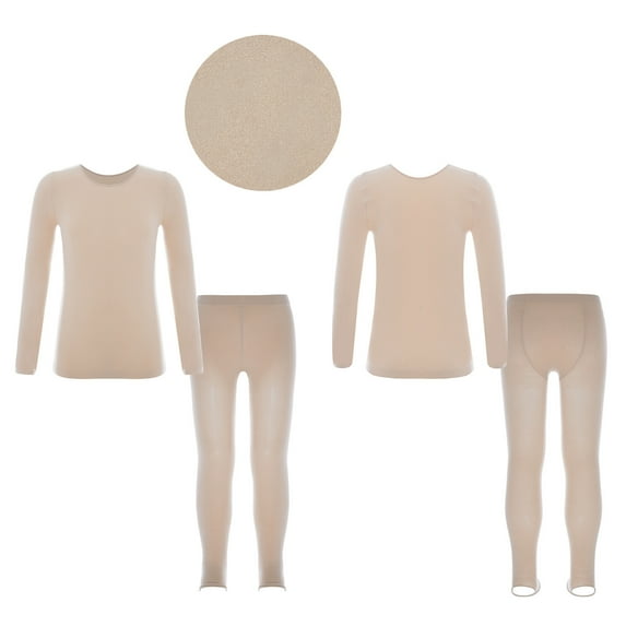 Yartina Girls Thermal Underwear Set Kids Long Johns Winter Warm Base Layer Tops with Bottoms Type A Nude S