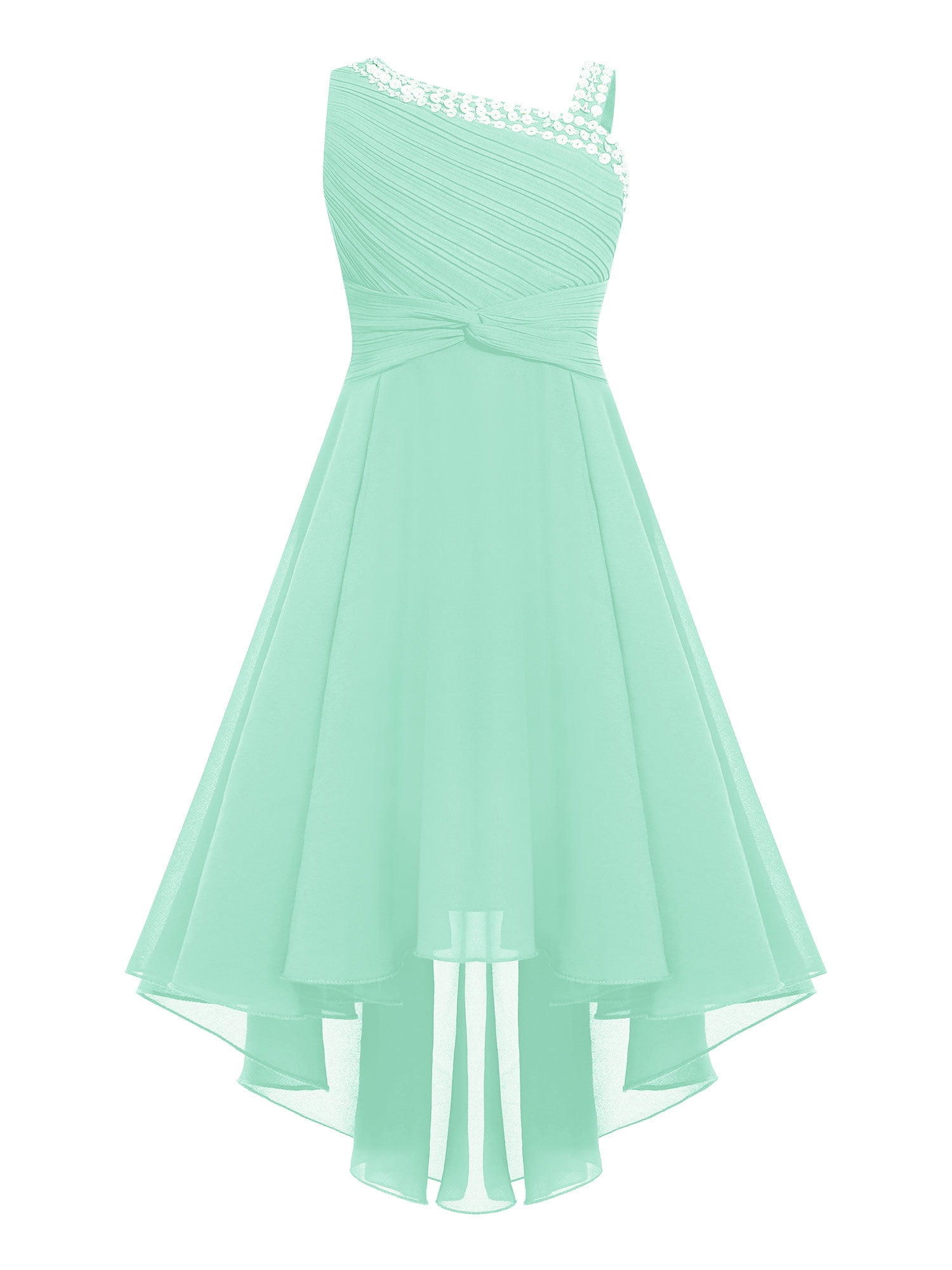 Cross Shoulder Strap Junior Bridesmaid Dresses Mint Green main image 1