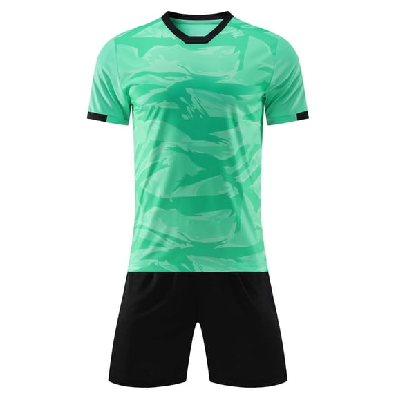 Yartina Kids Boy Soccer Jersey Football Player Athletic T-Shirt & Shorts Outfit Set Youth Short Green Type A 5XS