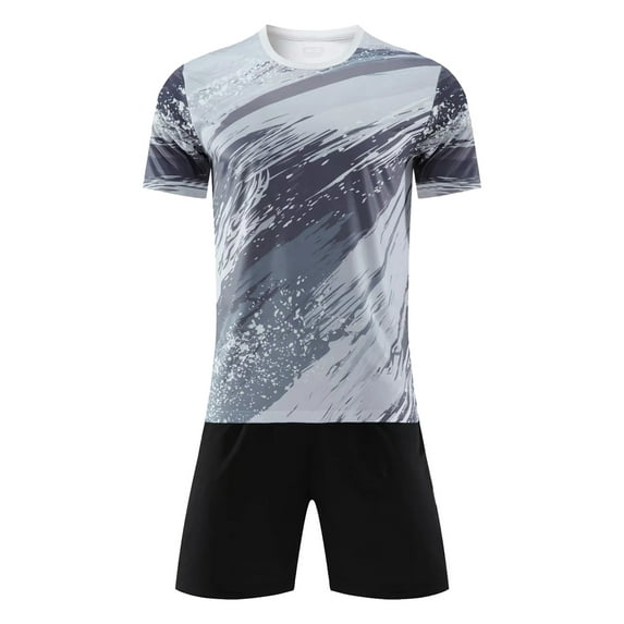 Yartina Kids Boy Soccer Jersey Football Player Athletic T-Shirt & Shorts Outfit Set Youth Short White Type B 4XS
