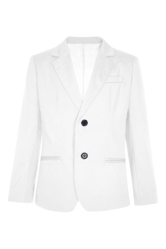 Kids Boys Blazers Jacket Notch Lapel 2-Button Suit Coat School Uniform White 8