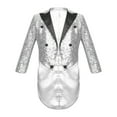 thumbnail image 1 of Yartina Kids Boys Classic Fit Tailcoat Lapel Long Sleeve Wedding Prom Party Sequins Blazer Jacket Silver 6, 1 of 6