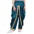 thumbnail image 1 of Yartina Kids Boys Dhoti Pants Satin Harem Trousers Traditional Draped Casual Baggy Pants with Gold Trim Dark Blue 6, 1 of 4