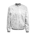 thumbnail image 1 of Yartina Kids Boys Girls Shiny Sequins Bomber Jacket Long Sleeve Baseball Sports Coat Hip-Hop Dance Silver 12, 1 of 7