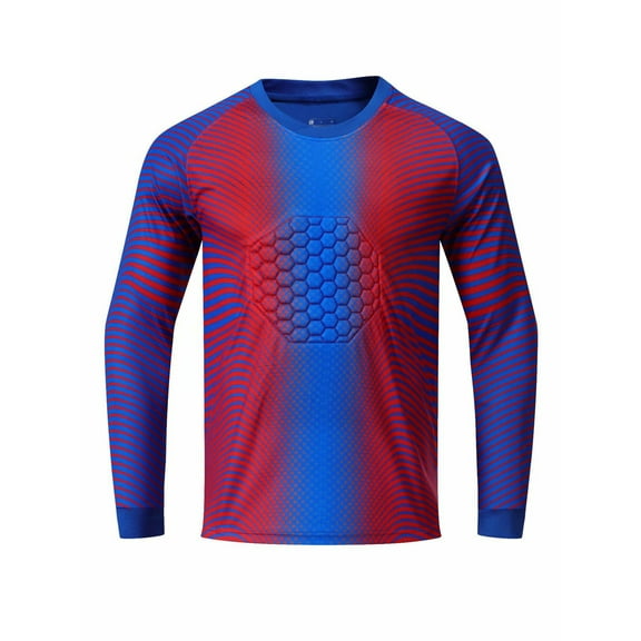 Yartina Kids Boys Soccer Goalkeeper Jersey Goalie Shirt Training Long Sleeve Padded Chest Tops Red&Blue 20