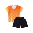thumbnail image 1 of Yartina Kids Boys Soccer Jerseys Sportswear Quick Dry Athletic Shirts T-shirt with Shorts Set Sports Orange 3XS, 1 of 6