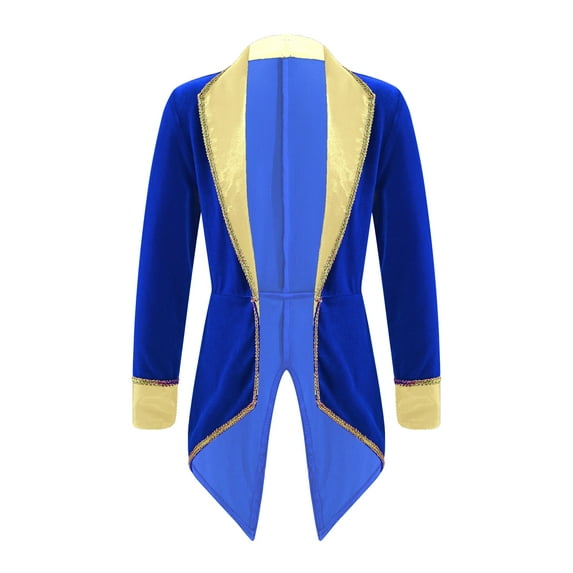 Yartina Kids Boys Velvet Long Sleeve Tailcoat Regal King/Prince Show Stage Performance Tuxedo Jacket Royal Blue 12