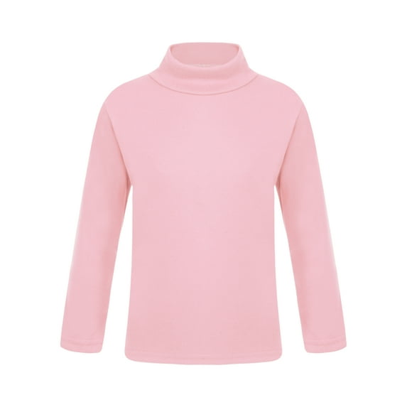 Yartina Kids Brushed Thermal Underwear Turtle Neck Tee Thermal Baselayer Long Sleeve T-Shirt Winter Pink 110