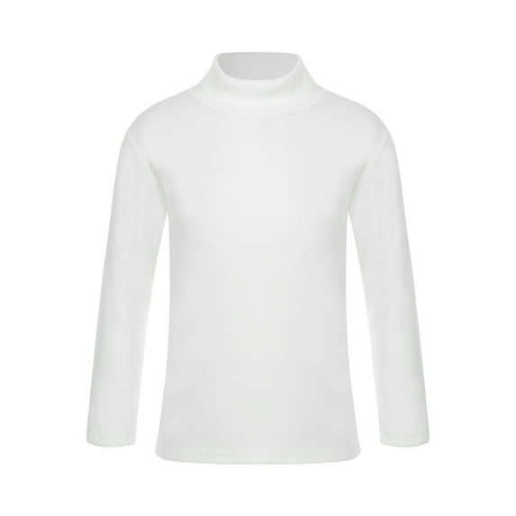 Yartina Kids Brushed Thermal Underwear Turtle Neck Tee Thermal Baselayer Long Sleeve T-Shirt Winter White 120