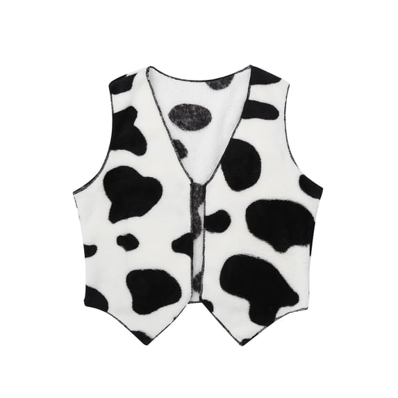Yartina Kids Cowboy Cowgirl Waistcoat Open Front Wild Western Vest Tops for Theme Party Black&White 10