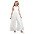 thumbnail image 1 of Yartina Kids Flower Girl Dressy Jumpsuits Wedding Party Girls Halter Sleeveless Wide Leg Rompers Pink 6, 1 of 7