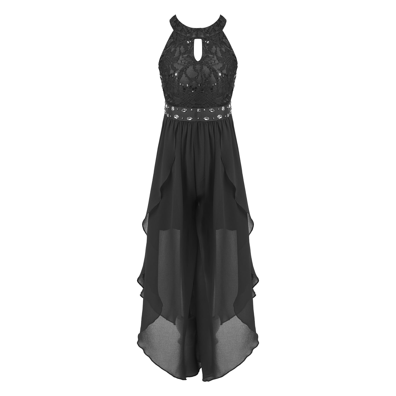 black dress ross Black Ruffled Tulle Midi Dress main image 0