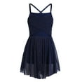 thumbnail image 1 of Yartina Kids Girls Lyrical Dance Dress Glitter Ballet Tutu Dress Criss Cross Back Leotard Camisole Navy Blue 8, 1 of 7