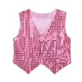 thumbnail image 1 of Yartina Kids Girls Boys Sequin Hip-hop Jazz Dance Waistcoat Jacket Sparkle Stage Performance Vest Pink 3-4, 1 of 7