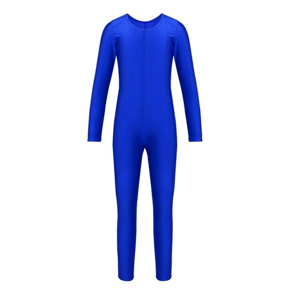 Yartina Kids Girls Long Sleeve Gymnastics Jumpsuit Unitard One Piece Ballet Dance Leotard Bodysuit Royal Blue 3XL