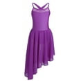 thumbnail image 1 of Yartina Girls Mesh Splice Sleeveless Lyrical Chiffon Irregular Ballet Dance Dress Modern Purple M, 1 of 6