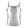 thumbnail image 1 of Yartina Kids Girls' Metallic Camisole Tops Gymnastics Sports Tank Crop Vest Yoga Dance Tshirt Clothes Silver 10, 1 of 6