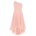 thumbnail image 1 of Yartina Kids Girls One Shoulder Formal Dress A-Line Sleeveless High Low Chiffon Wedding Party Pink 6, 1 of 6