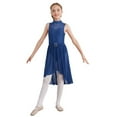 thumbnail image 1 of Yartina Kids Girls Shiny Sequin Lyrical Ballet Dance Dress Sleeveless High-Low Leotard Dress Modern Navy Blue 14, 1 of 7